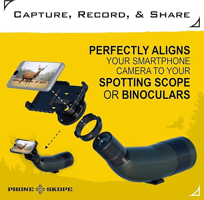 Phone Skope Complete Digiscoping Kit: Ideal Scope Camera for Hunting/Birding/Stargazing - Phone Scope Adapter Kit Includes Phone Scope Mount Case, Eyepiece Adapter, Lens Cloth - Fits Most Smartphones - Image 5