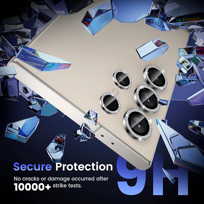 Tensea Compatible with Samsung Galaxy S24 Ultra Camera Lens Protector | 9H Tempered Glass Camera Cover Screen Protector Metal Individual Ring [Installation Tray][Case Friendly] - Image 4