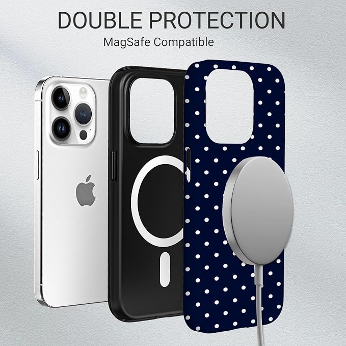TPU Phone Case for iPhone 14 Pro, MagSafe Wireless Charging Compatible, Shockproof Slim Fit Protective Cover with Anti-Yellowing & Raised Camera Protection (Polka dot 7, iPhone 14 Pro) - Image 6
