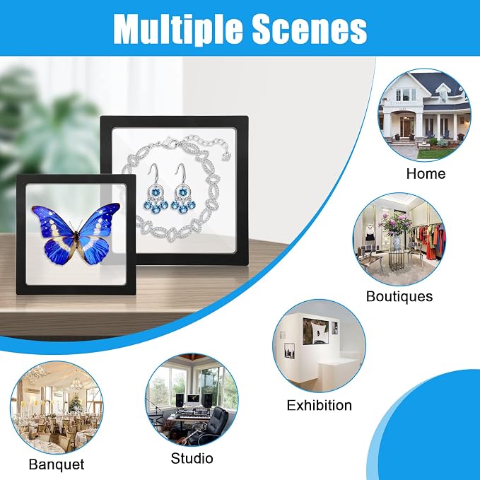 Linkstyle 10PCS Challenge Coins Display Stand Holder, 3D Floating Frame Transparent PE Floating Display Case, Jewelry Storage Box Suspension Frame for Medal, Medallion, Stamps - Image 7