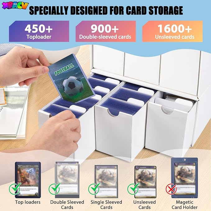 Trading Card 9 Drawer Top Loaders Storage Box with 20 Card Dividers | Cardboard Trading Card Organizer for Collectible Cards Games,Card Box Fits For TCG,MTG,TCG and Basktaball Cards - Image 2