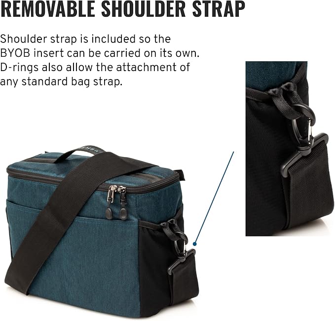 Tenba BYOB 10 Camera Insert - Turns any bag into a camera bag for DSLR and Mirrorless cameras and lenses – Blue (636-631) | Fits Mirrorless and DSLR with 2-4 Lenses, Interior 10 X 7.5 X 4 in, Removable Strap, Water-Repellent 300d - Image 4