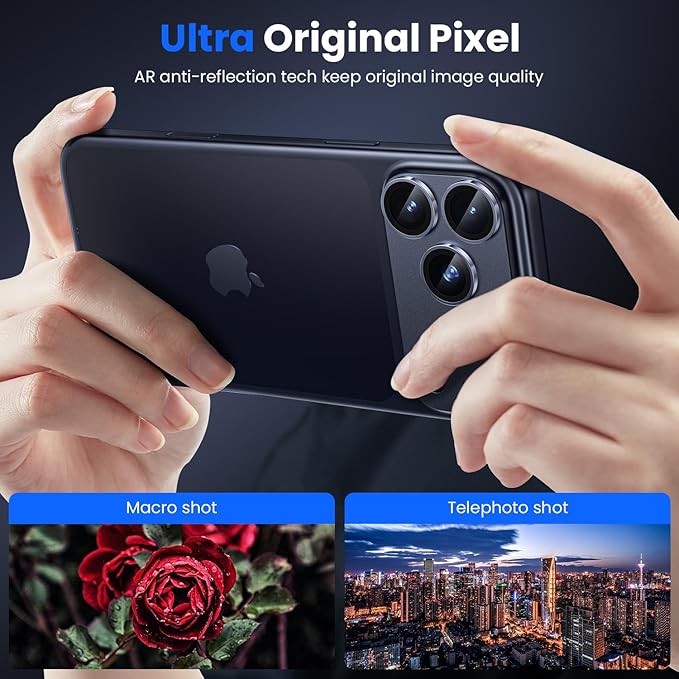 WSKEN for iPhone 17 Pro Camera Lens Protector - Military Grade Design | Strong Adhesion, Daily Shatterproof, Metal Aluminum Alloy Tempered Glass Camera Screen Protector, Deep Blue - Image 2