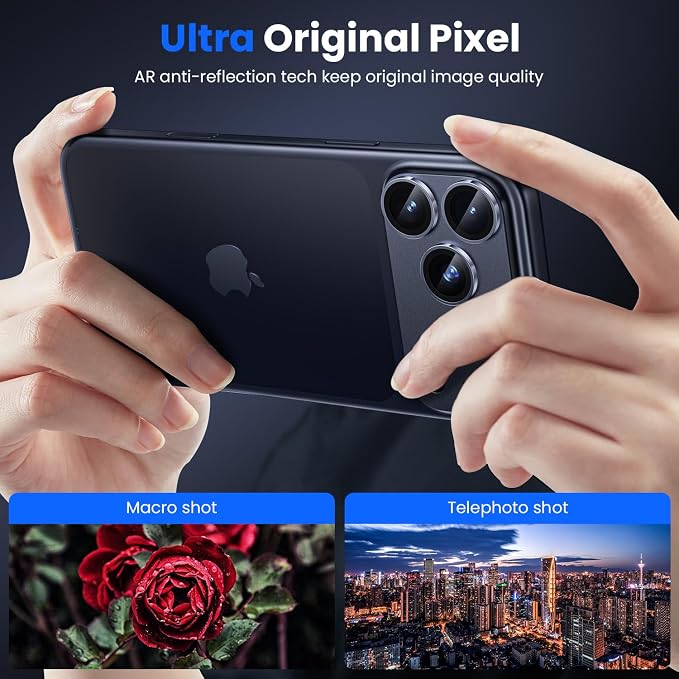 WSKEN for iPhone 17 Pro Max Camera Lens Protector - Military Grade Design | Strong Adhesion, Daily Shatterproof, Metal Aluminum Alloy Tempered Glass Camera Screen Protector, Deep Blue - Image 2