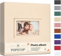 Popotop 4x6 Photo Album Holds 300 Pictures, Vegan Leather Hardcover | 300-Photos Capacity, Acid-Free PP Slip-In Pockets, Mixed-Orientation Layout, Front Photo Window, Gifts for Wedding Baby by Popotop