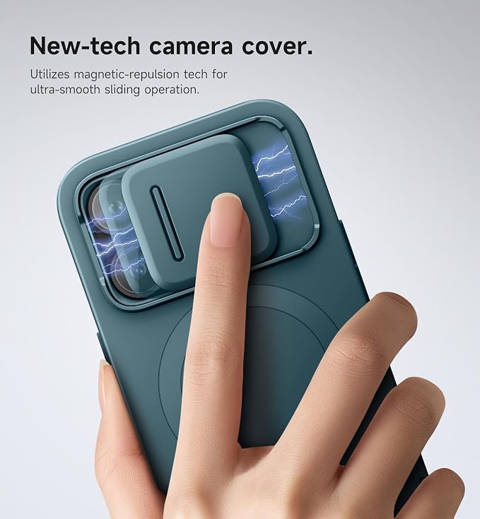 SURITCH for iPhone 14 Pro Case with Magnetic Camera Slide Cover and Adjustable Kickstand, Compatible with MagSafe, Shockproof Bumper Case Slim Protective Cover for iPhone 14 Pro 6.1 Inch, Lake Green - Image 4