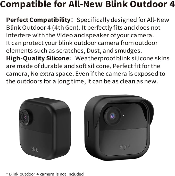 Tonton 3 Pack Silicone Skin Case for All-New Blink Outdoor 4 (4th Gen) / Blink Outdoor 2K+, Weatherproof Protective Silicone Cover with Sunshade, for Blink Outdoor 4 Smart Security Camera, Black - Image 3