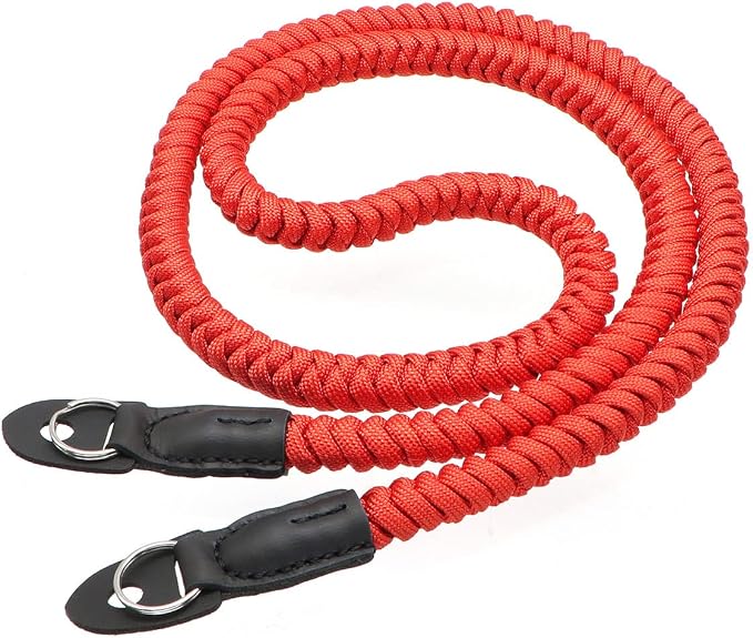 Paracord Woven Camera Neck Shoulder Strap Belt Hand Compatible with Canon Nikon Sony Olympus Pentax Fujifilm Panasonic SLR DSLR Digital Mirrorless Cameras 42 inch Red - Image 4