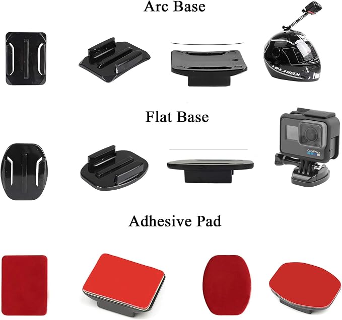 Universal Action Camera Accessory Kit for GoPro Hero 13 12 11 10 9 8 Max 2 | for Insta360 X5/X4/X3 DJI OSMO Action 6 5 Pro Pocket 4 3 Go Pro 360 Cam, Motorcycle Helmet Base Adhesive Tripod Adapter Mount - Image 5