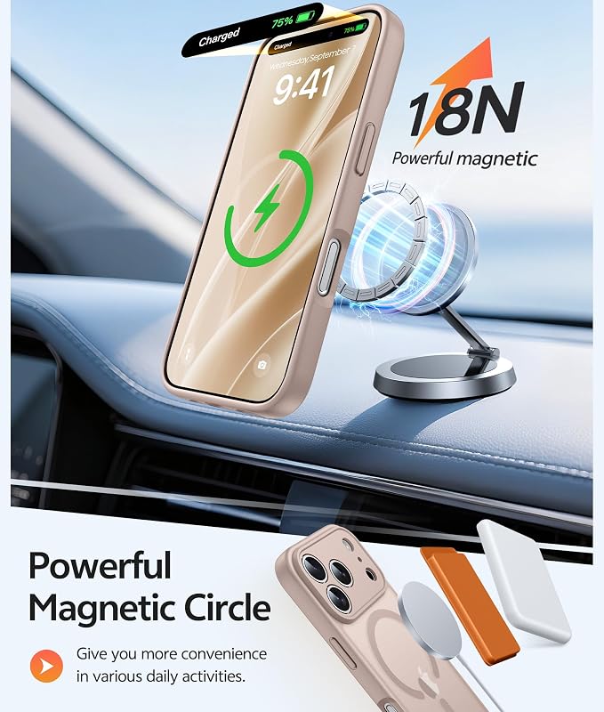 FNTCASE for iPhone 17 Pro Max Case, Fit for Magsafe, Screen Protector | Full Camera Protection, Translucent Matte, 14FT Military Grade Drop Proof, Shockproof Protective Phone Cover, Desert Gold - Image 3