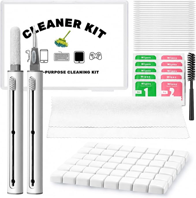 Upgraded for Airpod Cleaner Kit (81 PCS), Multi-Tool with Cleaning Pen, Putty & Swabs, Removes Earwax & Dust, Compatible with AirPods Pro 2 3, Earbud, Headphones, Phone & Charging Port, White by GintaXen