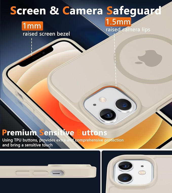 FNTCASE for iPhone 12/iPhone 12 Pro Case Off White: Fit for MagSafe | Translucent Magnetic Camera Protection Slim Cases, 14FT Military Grade Drop Tested, Matte Shockproof Cover - Image 6