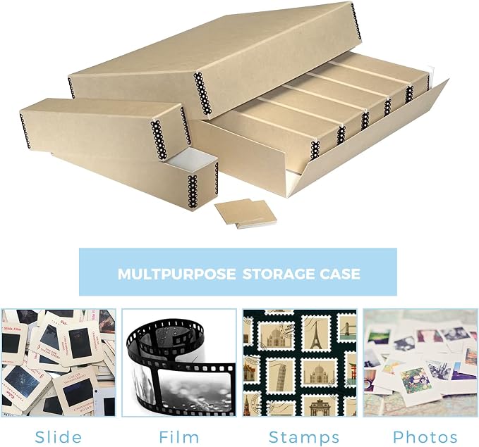 Lineco, Archival Slide Storage Box 15.5"x11.5"x3", with 6 Cases, Pack of 2 | Acid-Free Metal Edge Organizer, Drop Front Design, Holds Up to 840 Slides, Films, Negatives, Photos and Cards - Image 7