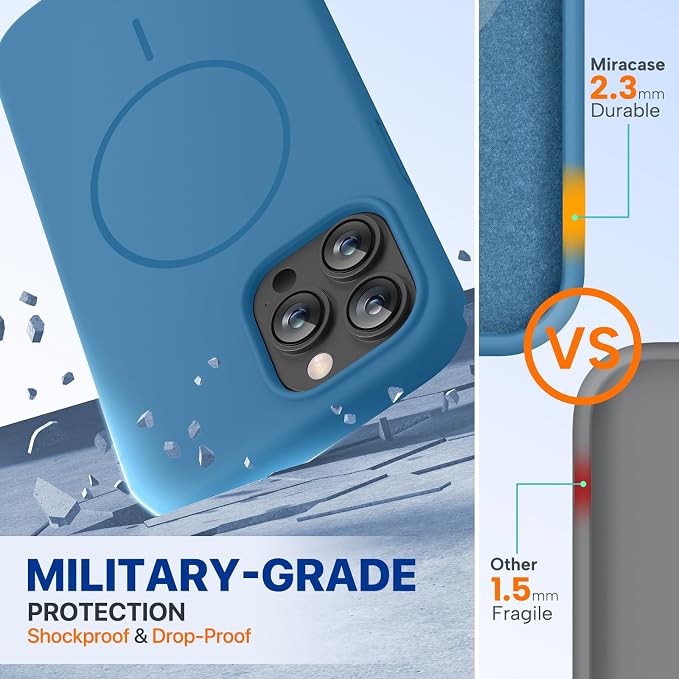 miracase Magnetic for iPhone 13 Pro Max Case, [Soft Anti-Scratch Microfiber Lining], Compatible with MagSafe, Liquid Silicone Shockproof Drop Protection Phone Case for 13 Pro Max, Capri Blue - Image 3