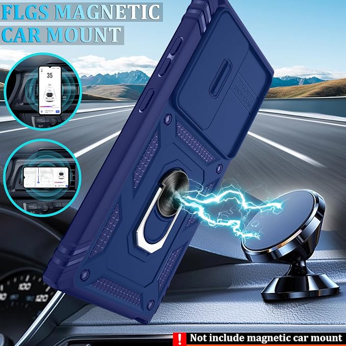 Gritup for Galaxy S24 Ultra Case: Samsung S24 Ultra Case with Screen Protector*2 | Magnetic Stand & Slide Camera Cover | Shock Proof Military-Grade para S 24 Ultra Cover -Blue - Image 6