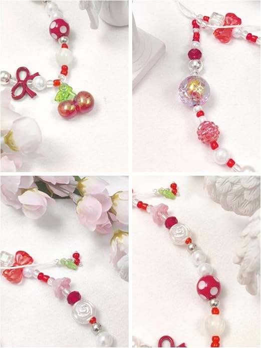 cioatu Phone Charms Cute Cherry Butterfly Cell Phone Lanyard Strap Wrist Strap for Bag Airpods Camera Pendants Decor - Image 7