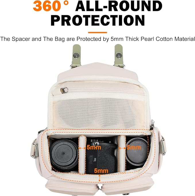Cwatcun Midi Camera Sling Bag, Waterproof Crossbody Case with Tripod Holder | Camera/Photography Shoulder Messenger Bag for Canon, Nikon, Sony, Fuji DSLR/SLR/Mirrorless Camera, LensFits 1DSLR+2lenses. - Image 5