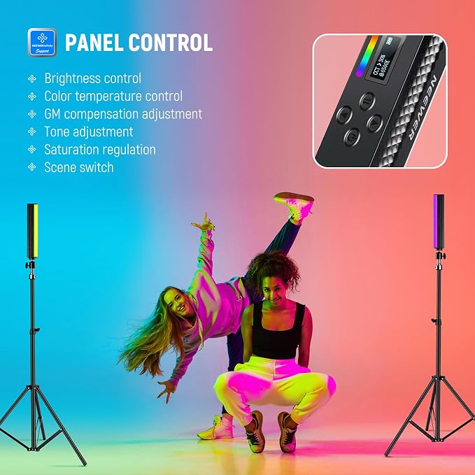 NEEWER TL20C RGB Light Wand Magnetic Handheld Photography Video Light Stick | 2500K-8500K Dimmable, CRI95+, Full Color LED Tube Light Bar with 2550mAh Battery, 17 Light Scenes for Vlog TikTok YouTube - Image 3