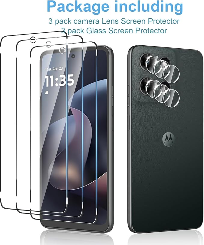 Anoowkoa 3 Pack Glass Screen Protector for Moto G 2026 + 3 Pack Moto G 5G 2026 Split Camera Lens Protector Tempered Glass Flim.9H Hardness.Bubble-free.Anti-Scratch.No Bubbles.Easy Installation - Image 4