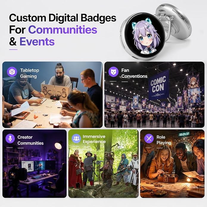 PINTURA x beam box Digital Badge Pin with Touch Screen, Smart e Badge, Wearable GIF & Photo Display Custom Pins, Magnetic Ita Bag Accessories for Anime Cosplay - Image 5