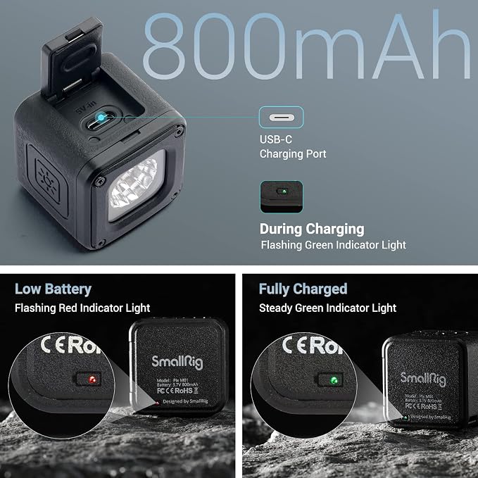 SmallRig RM01 Mini LED Video Lighting Kit, Lume Cube Portable Camera Light | Dimmable 5600K CRI95, Waterproof, with 8 Color Filters, Barndoor, Diffuser, for Action Cam, Macro Photography, Stop Motion - Image 2