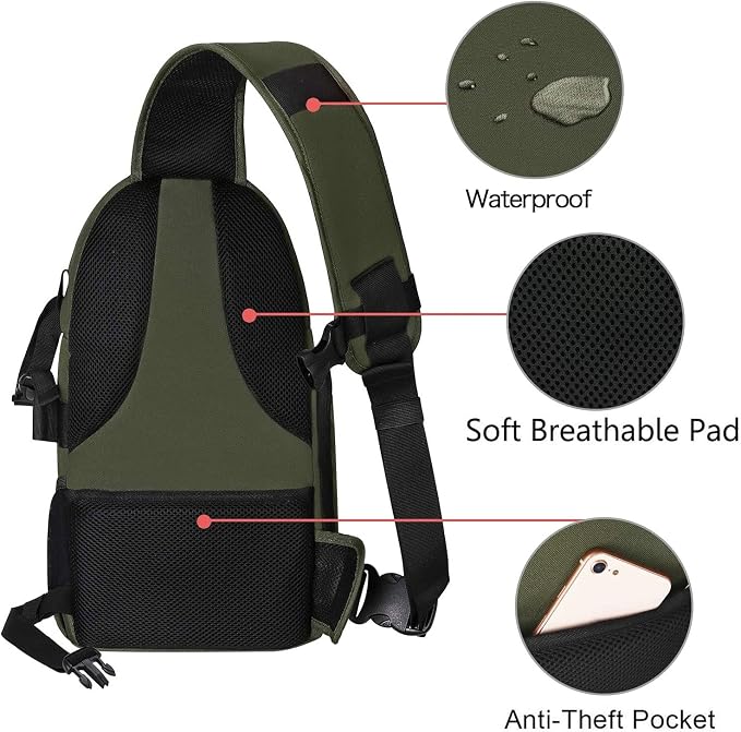 MOSISO Camera Sling Bag, DSLR/SLR/Mirrorless Camera Case Camera Backpack | Shockproof Photography Bag with Tripod Holder&Removable Modular Inserts Compatible with Canon/Nikon/Sony/Fuji, Army Green - Image 4