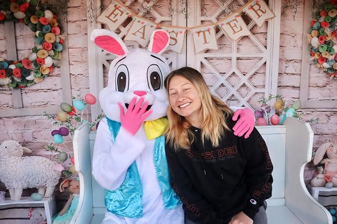 Kate 10x8ft Happy Easter Photography Backdrops Colorful Eggs | Cute Rabbit Toy Photographic Background Retro Wall White Door Baby Shower Newborn Shooting Backdrop - Image 3
