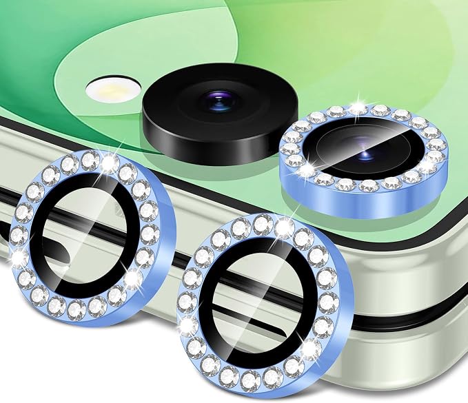 for Samsung Galaxy Z Flip 8 Camera Lens Protector, Individual Metal Ring Tempered Glass Lens Cover, [Strong Adsorption] Scratch Resistant Ultra-Thin HD Clear Lens Cover, 1 Set-Blue Diamond by Btscase