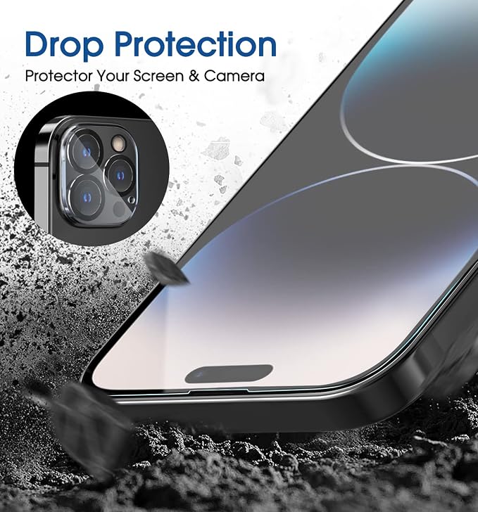 amFilm 2 Pack Tempered Glass Screen Protector + Camera Lens Protector for iPhone 14 Pro Max 6.7 Inch. Easy OneTouch Installation, Auto-Alignment, Bubble Free, Case Friendly, Anti-Scratch - Image 4