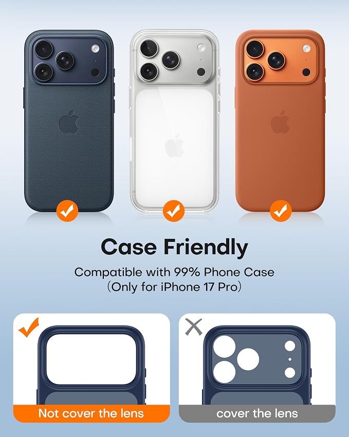 TAURI 2 Pack for iPhone 17 Pro Camera Lens Protector, Silver | Full Coverage Military-Grade Shatterproof, Upgrade AR Anti-Reflection Ultra Clear Transmission & Case Friendly - Image 4