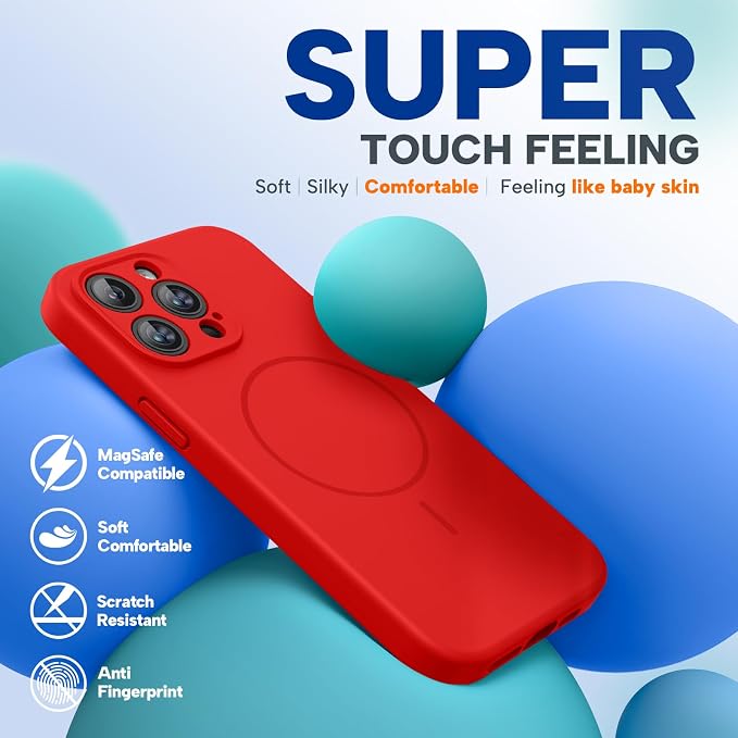 Miracase Silicone & Magnetic for iPhone 14 Pro Case, Red | Compatible with MagSafe, Soft Microfiber Lining, Premium Silicone Cover Shockproof Drop Protection Phone Case for 14 Pro - Image 6