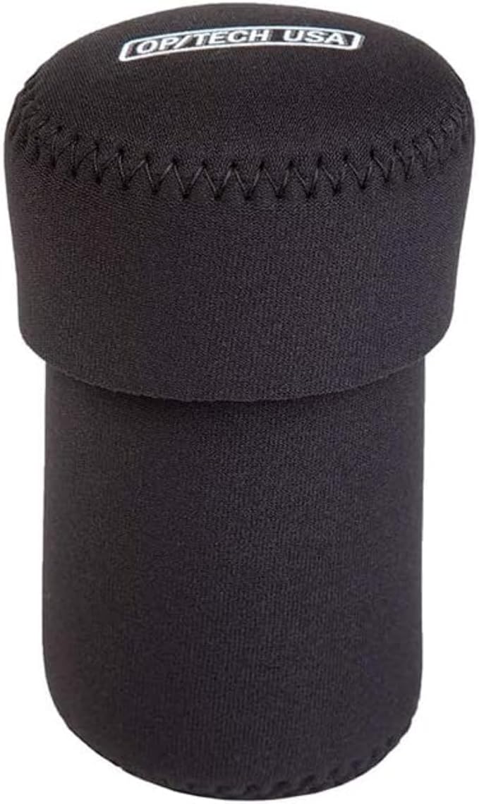 OP/TECH USA Fold-Over Neoprene Lens Pouch – Camera Lens Case for safe Lens Cover storage, Great for Photography & outdoor shoot, Keeps your Lens secure with No-Lose Lid-254 (Black) - Made in USA by OPTECHusa