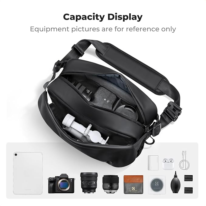 K&F CONCEPT Camera Sling Bag, Lightweight Crossbody Bag with Tripod Holder | Water-Resistant, Foldable Side Pocket, Quick Access, Street & City, Men & Women, for Canon/Sony/Nikon/DSLR/Mirrorless, BS19 - Image 3