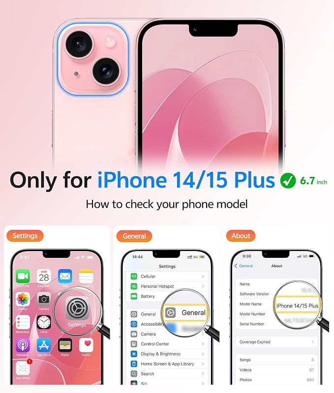 FNTCASE for iPhone 15/14 Plus Case, Fit for Magsafe, Screen Protector | Translucent Matte Magnetic Back, 14FT Military Grade Drop Protection, Shockproof Protective Phone Cover, Light Pink - Image 2