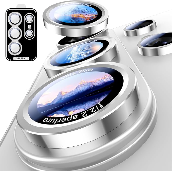Uyiton for Samsung Galaxy S26 Ultra Camera Lens Protector, Unique Design | Case-Friendly, Ultra-Thin, Military-Grade Sapphire Glass with Aluminum Metal Rear Camera Screen Cover, White by Uyiton