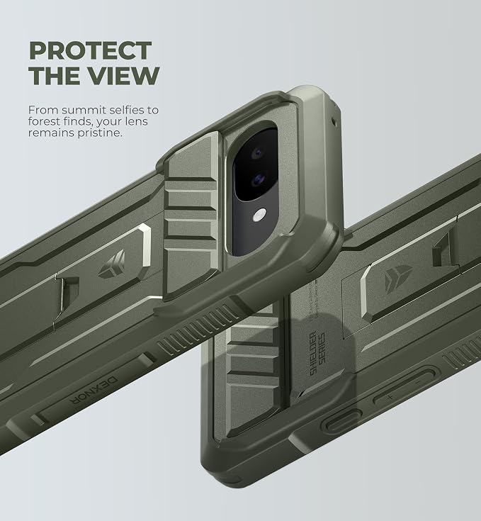 Dexnor for Google Pixel 10a Case with Slide Camera Cover & 2 Front Frames & Built-in Screen Protector & Kickstand, Full-body Shockproof Protective Cover Heavy-duty Rugged Bumper Cases,Army Green(2026) - Image 3