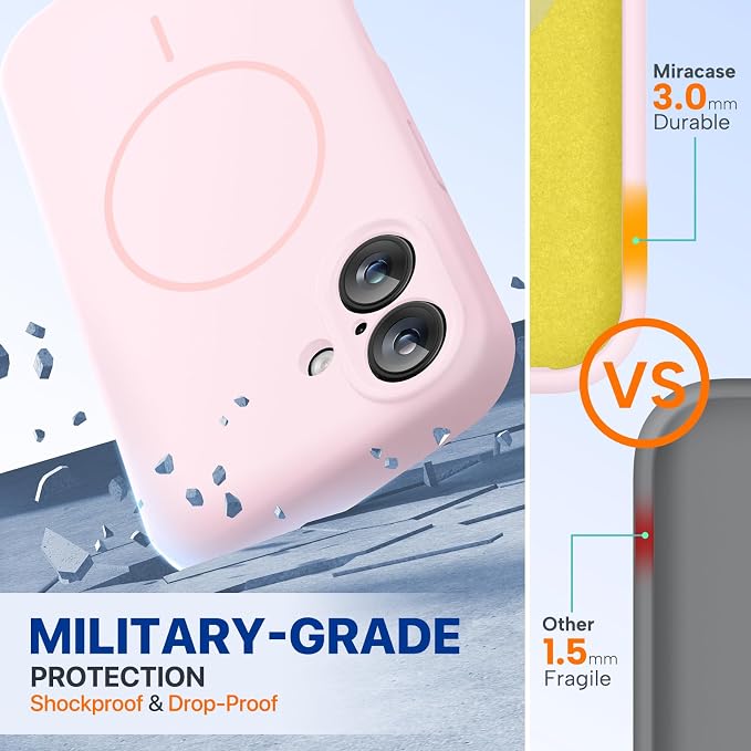 Miracase Silicone & Magnetic for iPhone 16 Case, Sand Pink | Compatible with MagSafe, Anti-Scratch Microfiber Lining, Liquid Silicone Case Shockproof Drop Protection Phone Case for 16 - Image 2