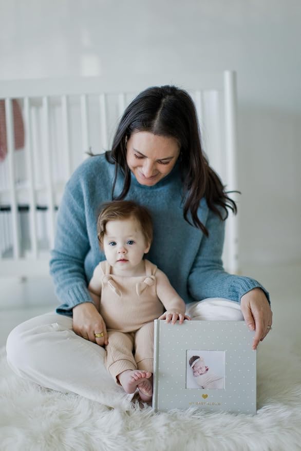 Pearhead Baby Photo Album, Holds 200 Pictures, Polka Dots, Gray | Holds 200 4x6" Pictures with Space for Notes, Memory Keepsake Book for New and Expecting Parents, Gender-Neutral, Baby Gift - Image 2