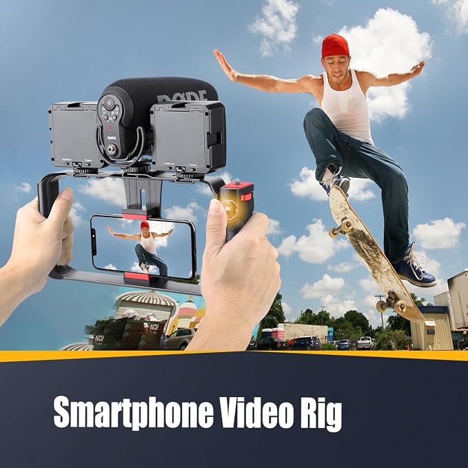 Zeadio Camera Smartphone Handheld Stabilizer, Triple Cold-Shoe Handle Grip Compatible with All Camera Action Camera DSLR Smartphone - Image 4