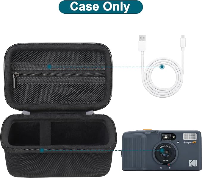 Canboc Carrying Case for KODAK EC35/ KODAK EKTAR H35 Film Camera, Black | For H35N/ KODAK Snapic A1 Camera, H35/ EC35 Film Camera Bag, Zipper Mesh Pocket fits Batteries, Cable, Case Only - Image 2