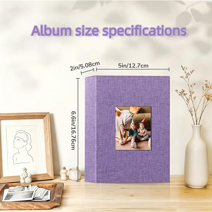 popotop Photo Album 4x6-100 Photos Photo Books with 100 Vertical Pockets,Linen Cover Albums for Family Wedding Anniversary Baby Vacation Pictures - Image 4