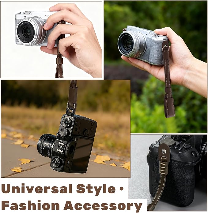Vintage Brown Leather Camera Wrist Strap – Adjustable Safety Hand Strap for DSLR, SLR, and Mirrorless Cameras (Compatible with Fujifilm X Series and Compact Models) - Image 5