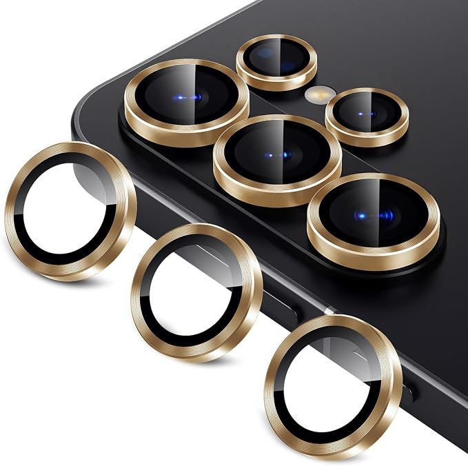 Korecase Galaxy S25 Ultra Camera Lens Protector, Gold | 9H Tempered Glass, Anti Scratch, Rear Camera Protector, Shockproof Metal Ring Lens Cover by Korecase