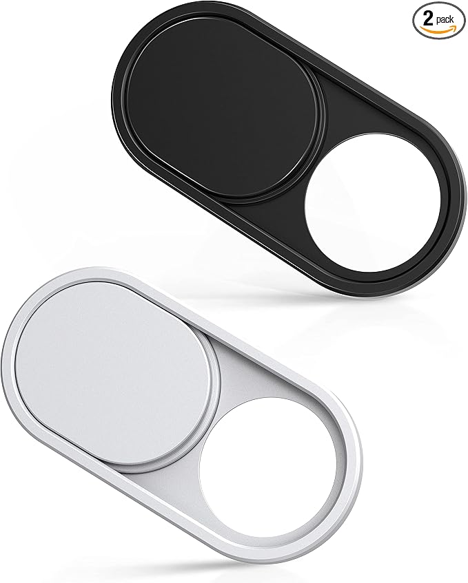 imluckies Metal Webcam Cover Slide, 0.023 inch Camera Cover for Laptop Computer MacBook Pro/Air iMac iPad Tablet iPhone 8/7 Plus, Echo Show/Spot Web Camera Blocker Privacy Protector [1 Black+1 White] by imluckies