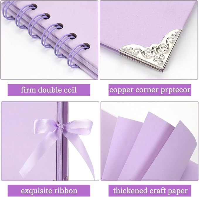 LOYALBOOK 8 x 8 inch DIY Scrapbook Album 60Pages For Wedding Family Photo | Nice Thick Sturdy&Well-Made Good Value Craft Parties Birthday Dinners Graduation Ceremonies Diplomas Storage - Image 3