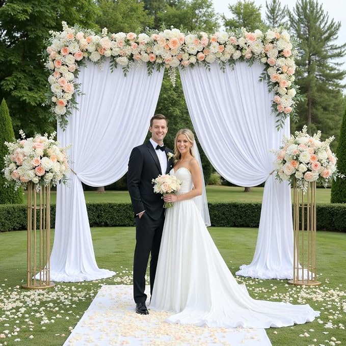 10x12 ft White Backdrop Curtains for Weddings Parties, Birthdays and Photos | 2 Panels 5x12 ft, Wrinkle-Free Polyester Drapes, Washable, Ironable, 4 in Rod Pocket for Baby Showers Photography Background - Image 2
