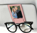 2-in-1 Car Visor Sunglasses & Photo Holder, Magnetic PU Leather Glasses Clip with Picture Display Slot, Universal Sun Visor Organizer for Eyeglasses, Personalized Cards & Memories, Soft Pink by Unknown