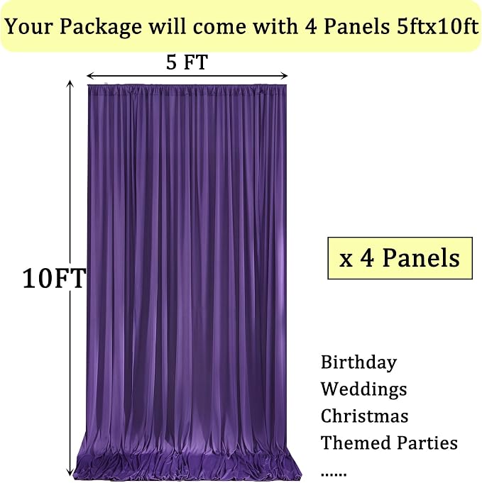 20ft x 10ft Wrinkle Free Purple Backdrop Curtains for Parties, Thick Polyester Backdrop Drapes 20x10ft for Mermaid Birthday Background Baby Shower Home Decor - Image 6