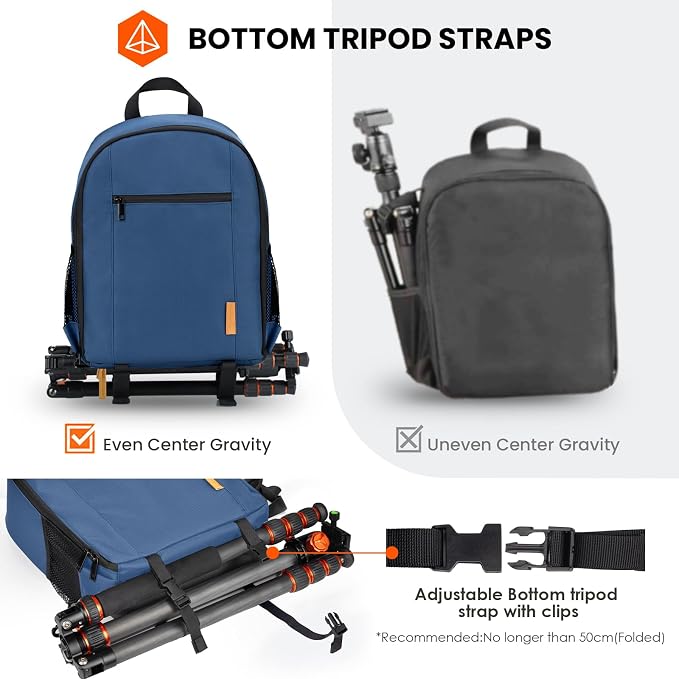 TARION Small Camera Backpack for Photographers Compact 12L Black TB-S | 13 Inch Laptop Compartment, Rain Cover, Bottom Tripod Holder, for DSLR Mirrorless Cameras, Everyday Shooting - Image 4
