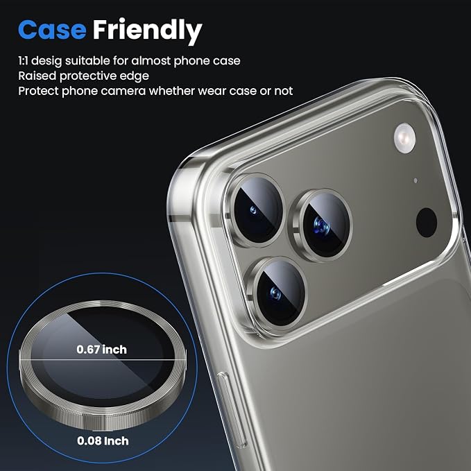WSKEN for iPhone 17 Pro/iPhone 17 Pro Max Camera Lens Protector | Original Shooting Mode, Individual Metal Cover Film, Shatterproof HD Tempered Glass Camera Screen Protector, Grey - Image 4